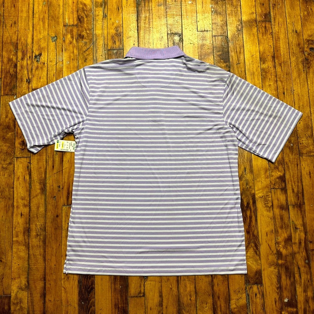 Pebble Beach Polo Shirt Men's 2XL Purple White Striped Short Sleeve Performance - Picture 6 of 6